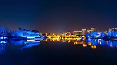 8K震撼延时北京地标蓝色港湾城市夜景视频的预览图